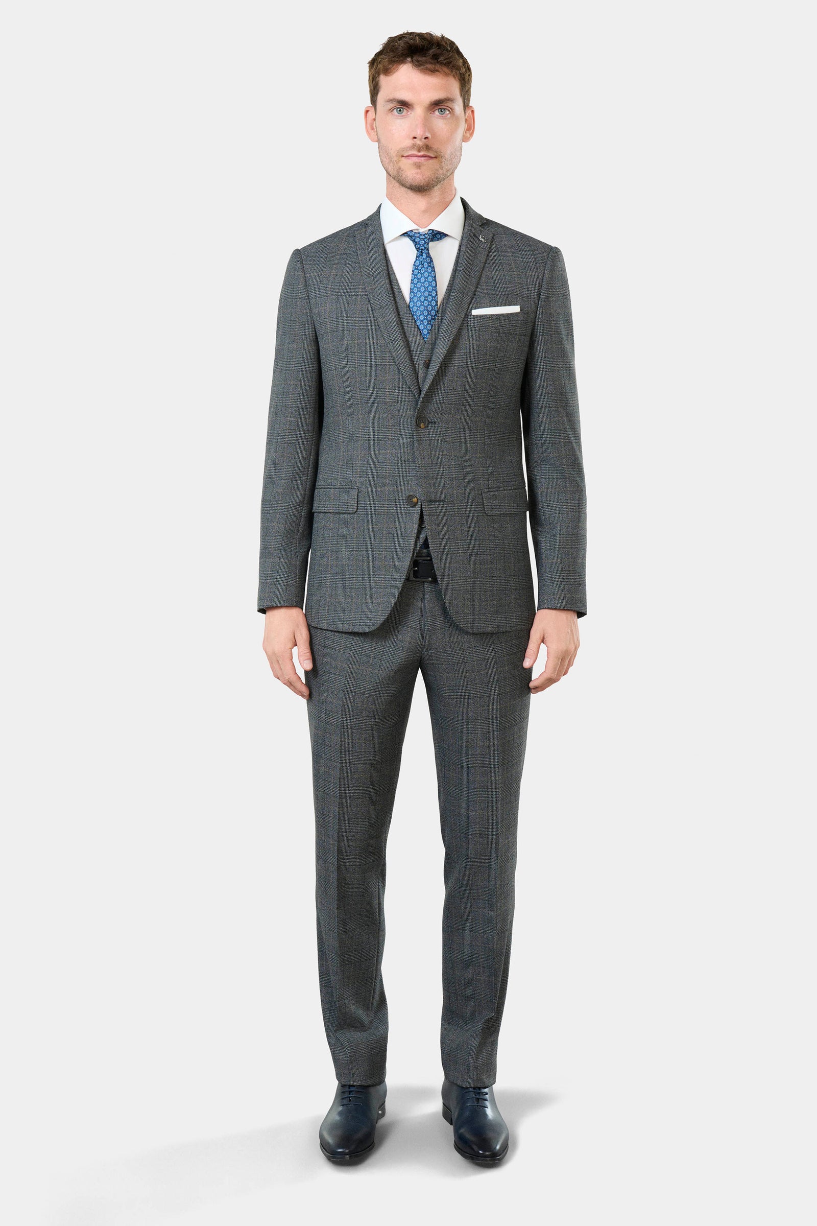 Veste de costume lavable, sergé teint en fil bi-stretch Jerem, entièrement doublée, poche poitrine