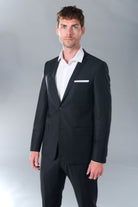 Veste de costume ajustée et bi-stretch, laine mélangée Jerem, simple boutonnage, boutons de poignet