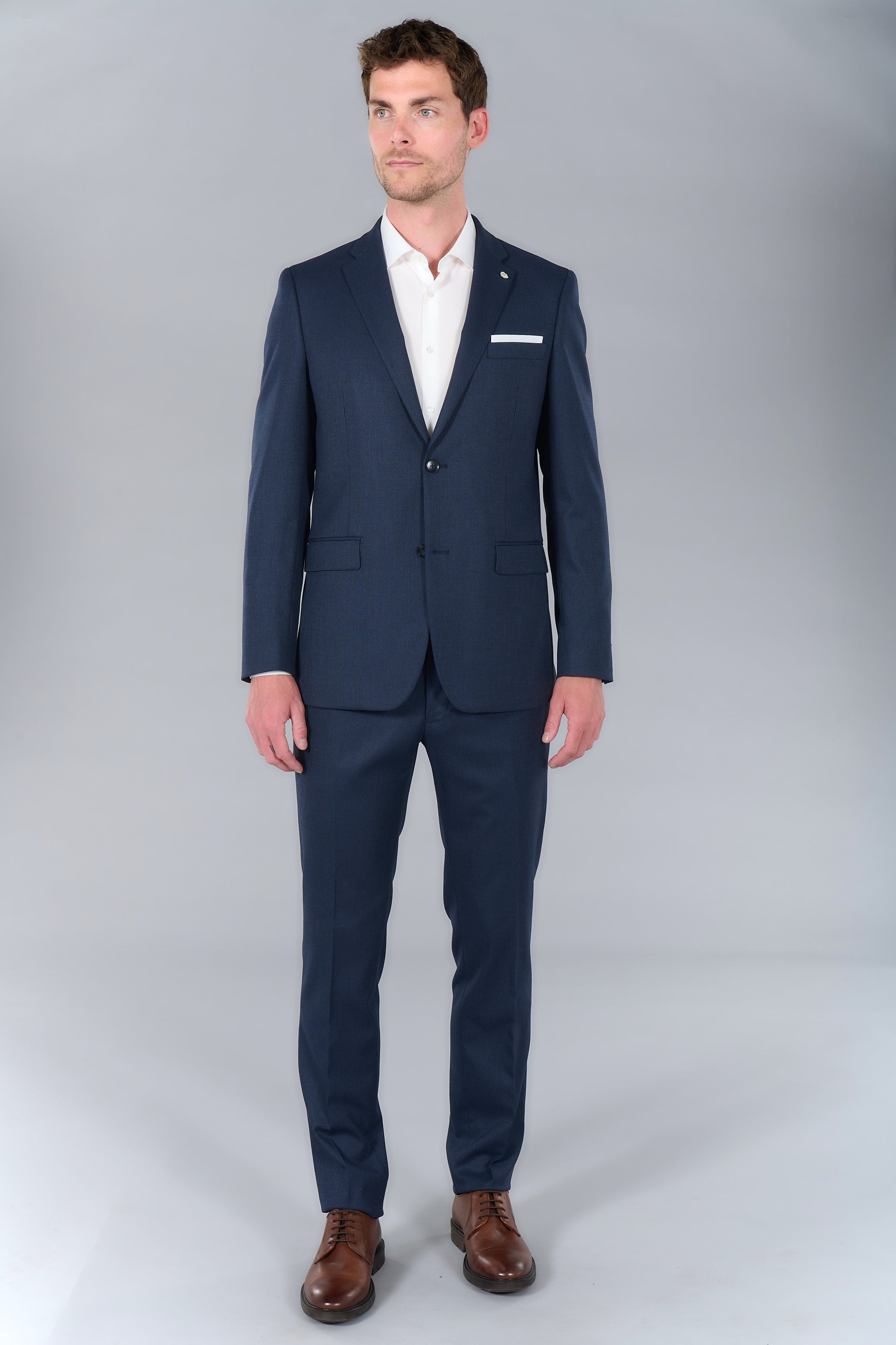 Classic suit jacket, faux-plain etamine, Jerem, jetted flap pockets, Italian pockets