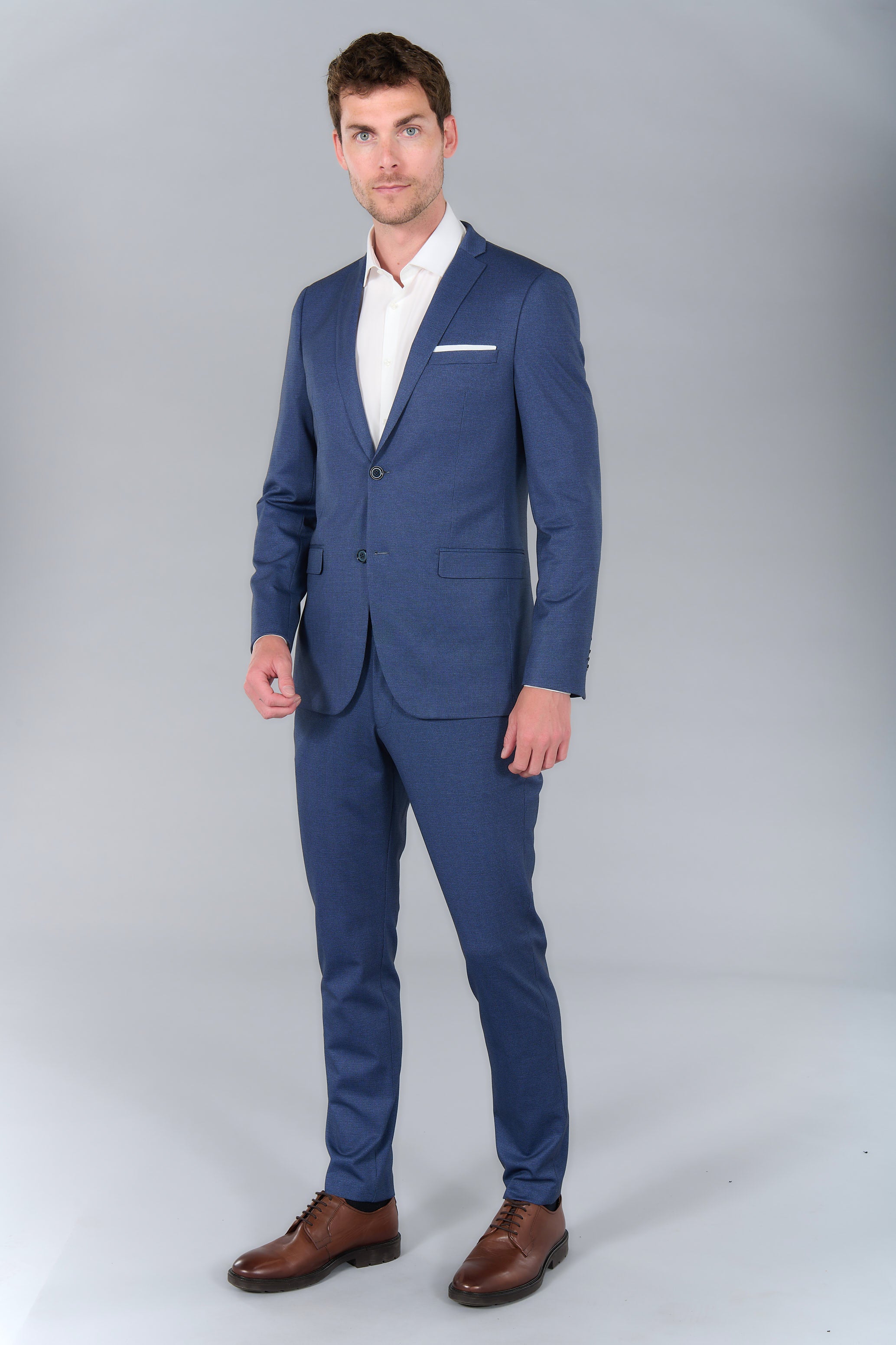Veste de costume extra-slim en maille stretch imprimée Jerem, entièrement doublée, poches passepoilées à rabat, poche poit...