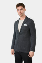 Veste de ville poches en maille piquée chinée Jerem, poche poitrine, simple boutonnage, boutons de poignet