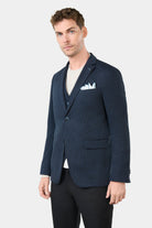 Veste de ville semi-ajustée en maille jacquard prince de galles Jerem, poches passepoilées à rabat, poche poitrine, simple boutonnage