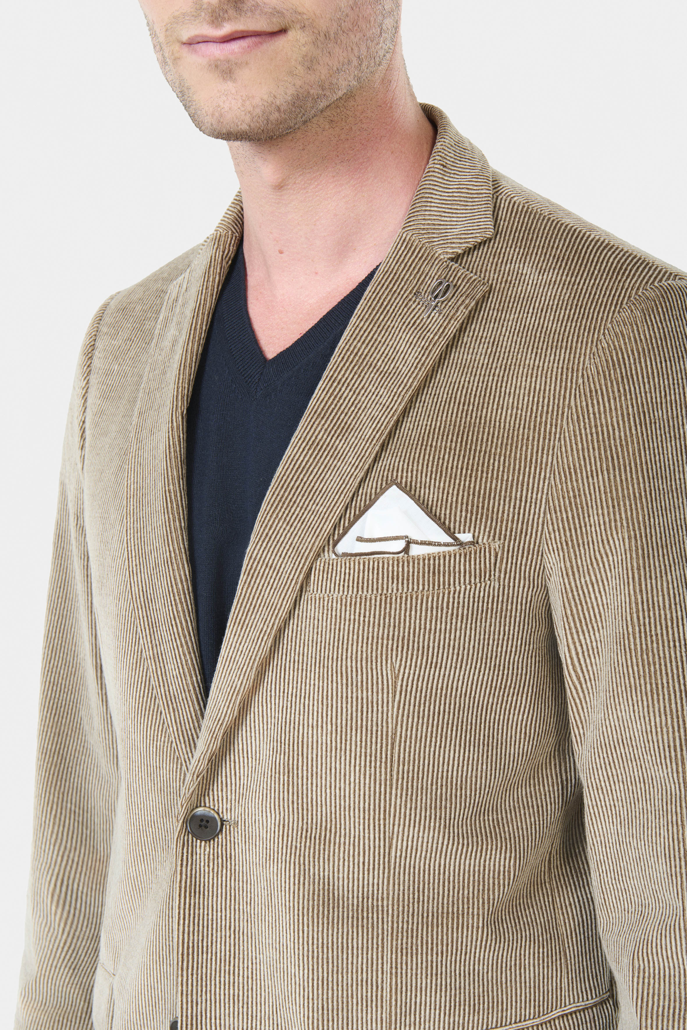 Veste de ville semi-ajustée, velours côtelé Jerem, poche poitrine, simple boutonnage