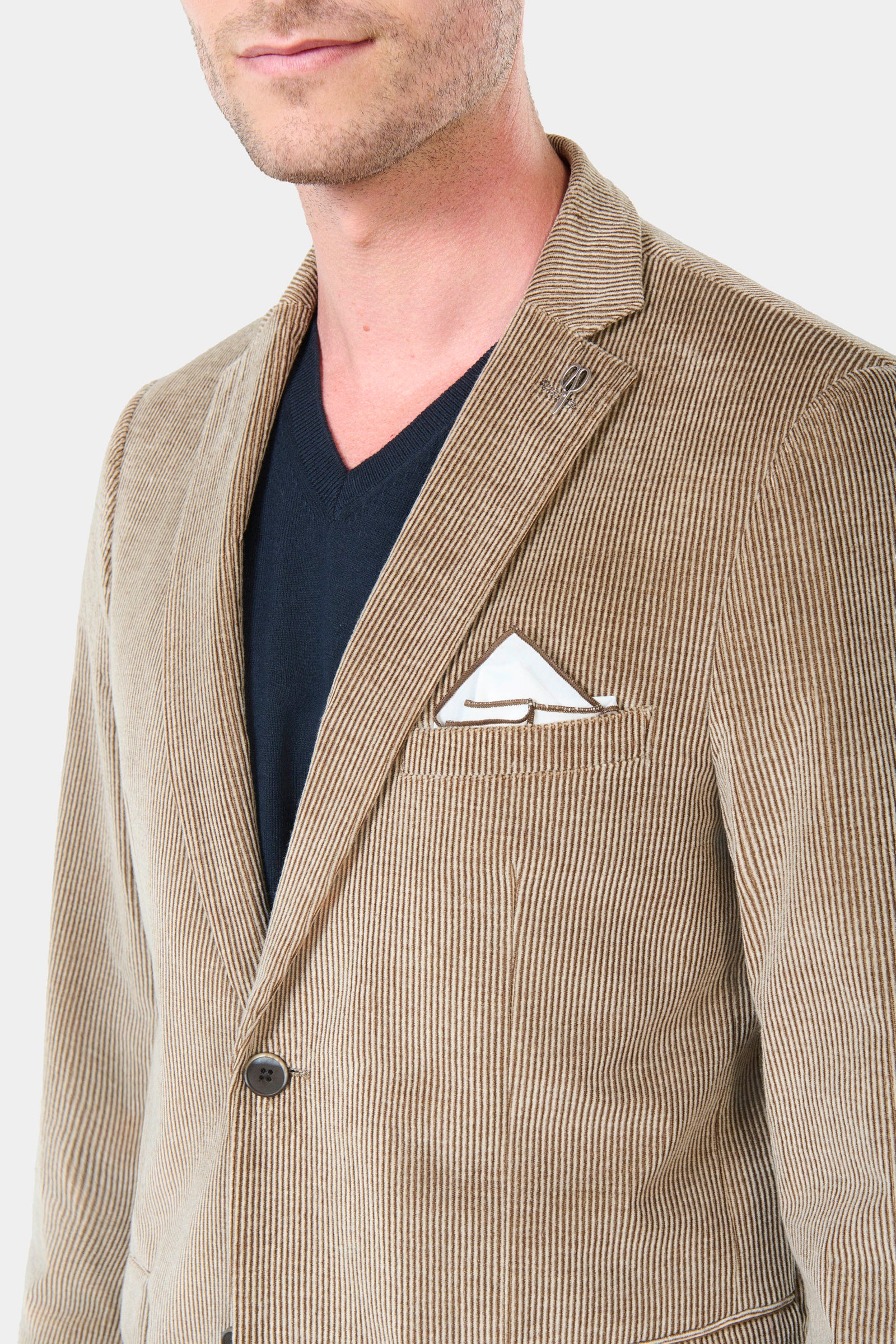 Veste de ville semi-ajustée, velours côtelé Jerem, poche poitrine, simple boutonnage