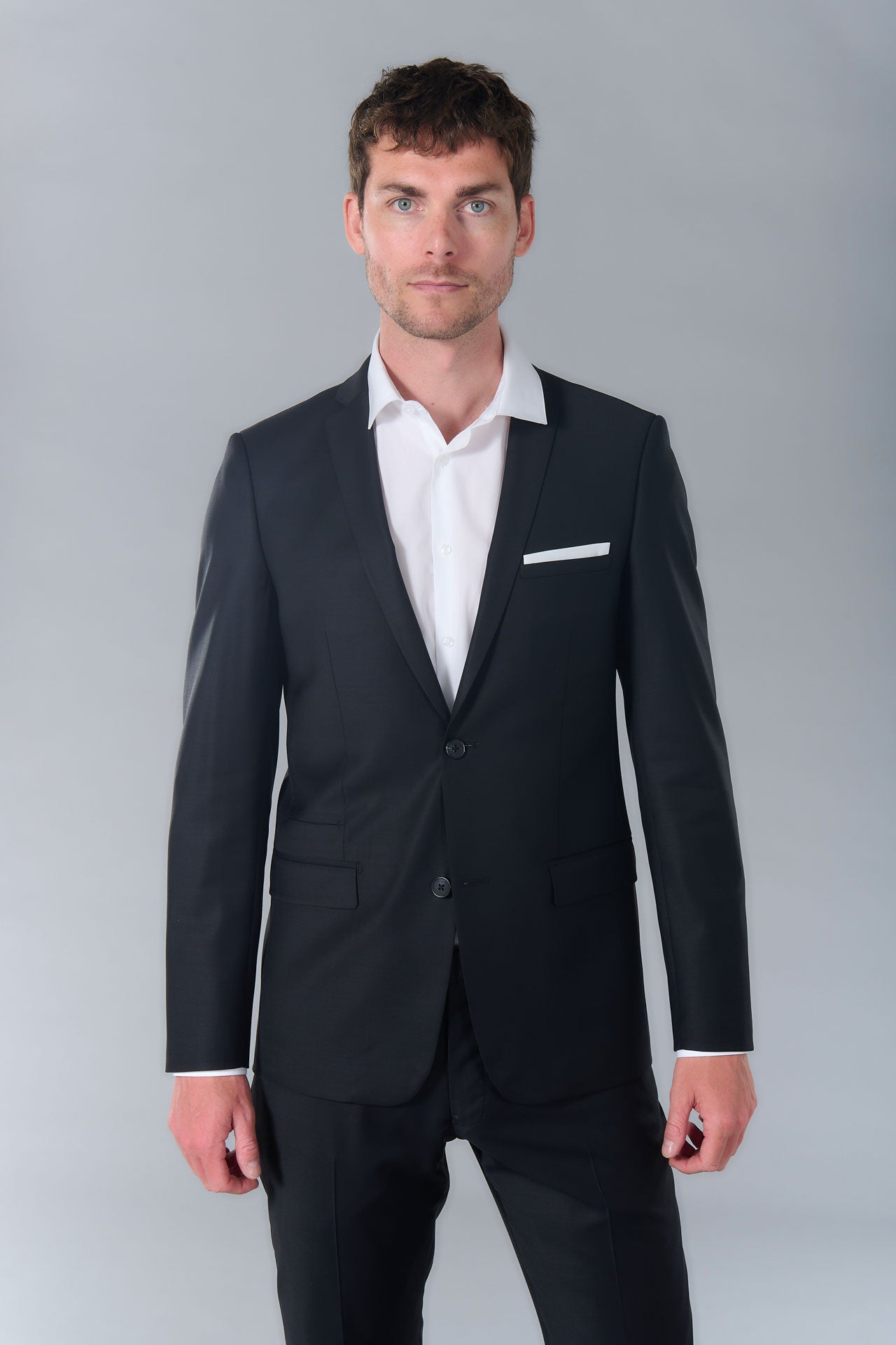 Veste de costume ajustée et bi-stretch en laine mélangée Jerem, entièrement doublée, simple boutonnage, boutons de poignet