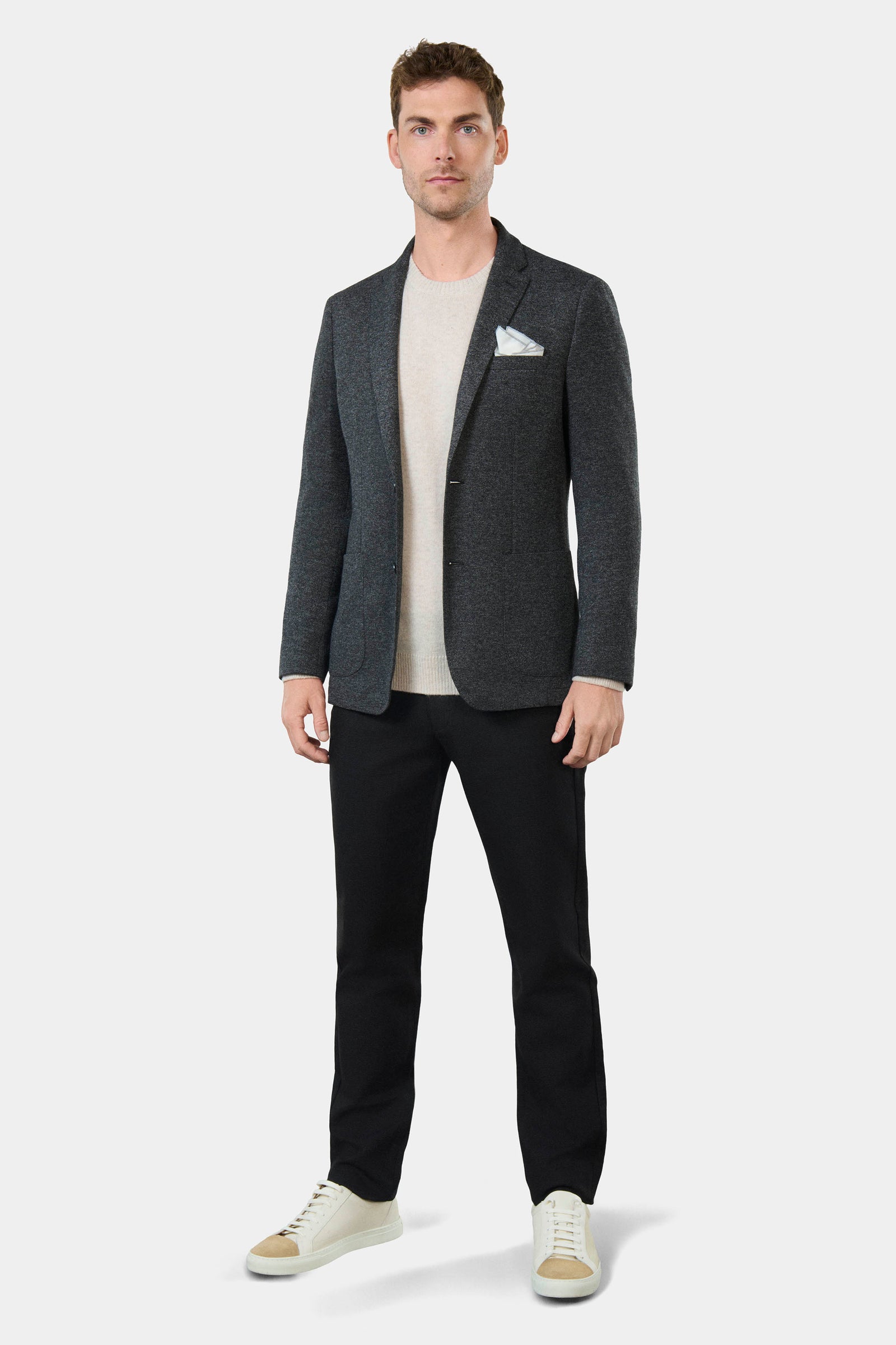 Maille piquée chinée — Veste de ville poches Jerem, boutons de poignet, double fente d'aisance