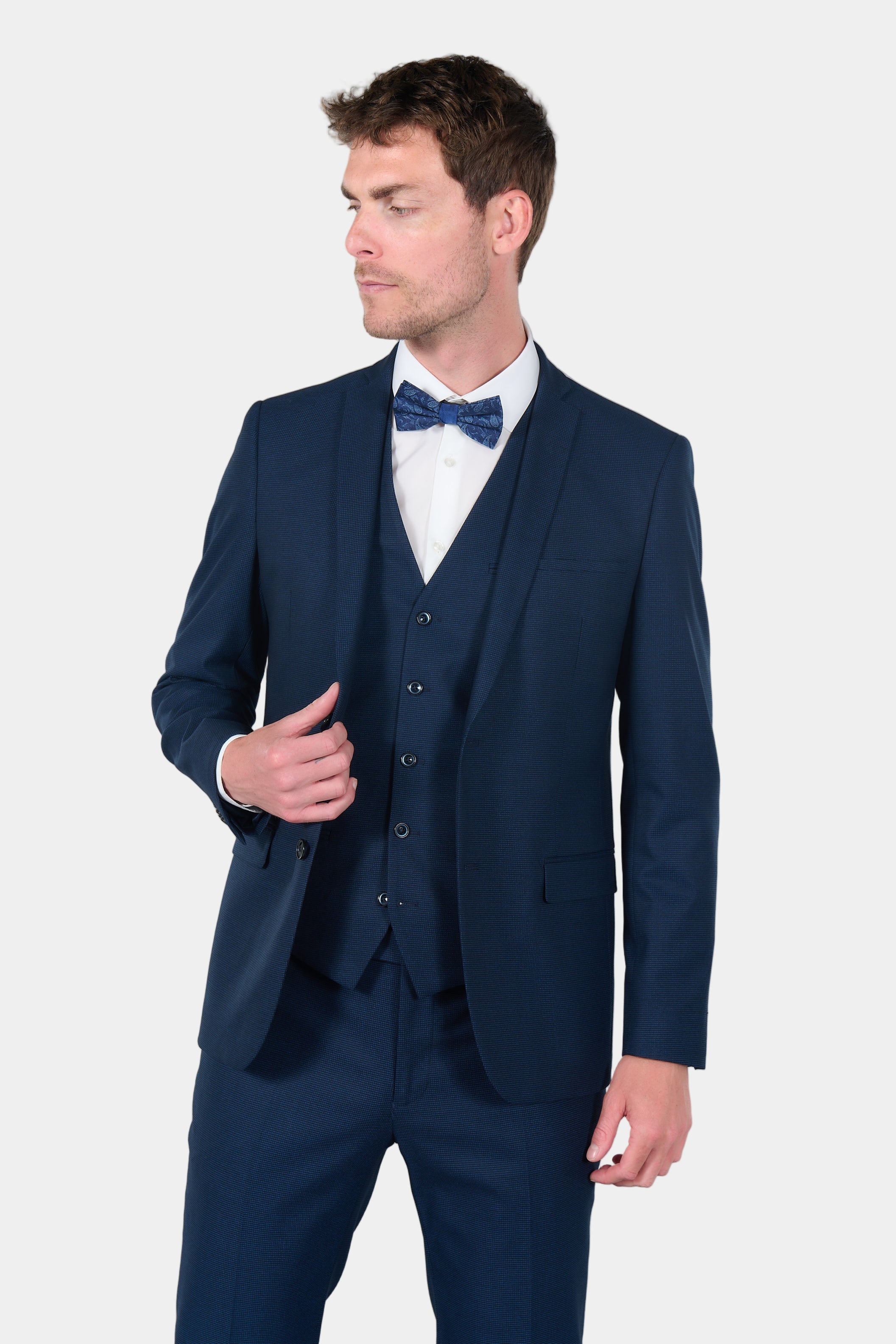 Veste de costume stretch pied-de-poule pépita discret Jerem, entièrement doublée, poches passepoilées à rabat, poche poitrine