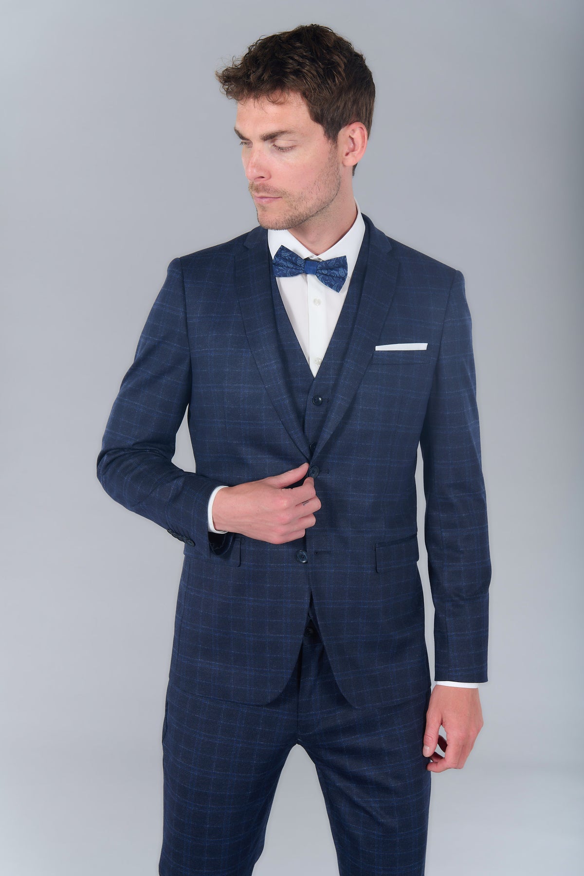 Veste de costume extra-slim en maille stretch imprimée prince de galles Jerem, entièrement doublée, poches passepoilées à ...