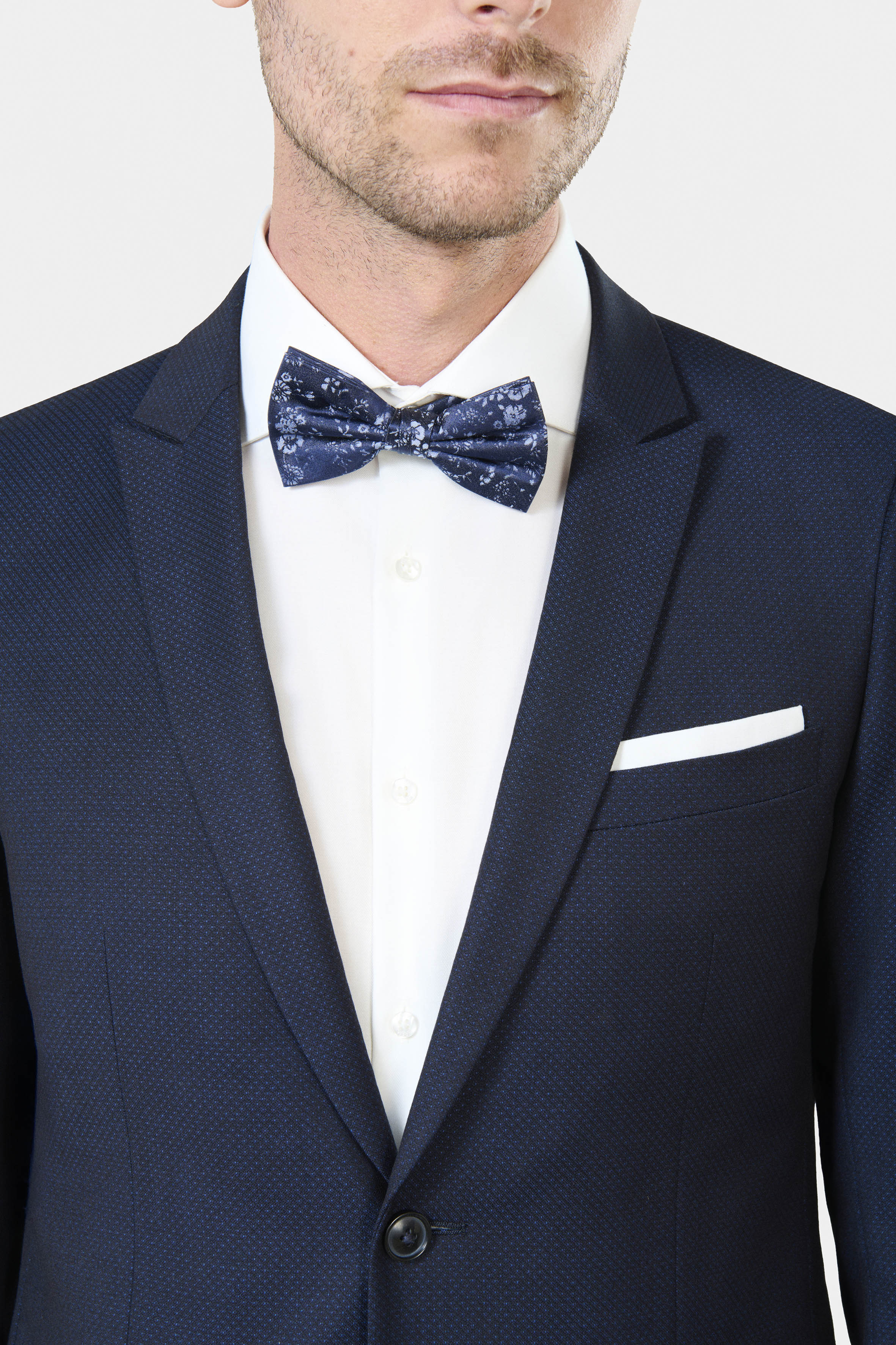 Veste de costume ajustée stretch effet plumetis Jerem, poche poitrine, simple boutonnage