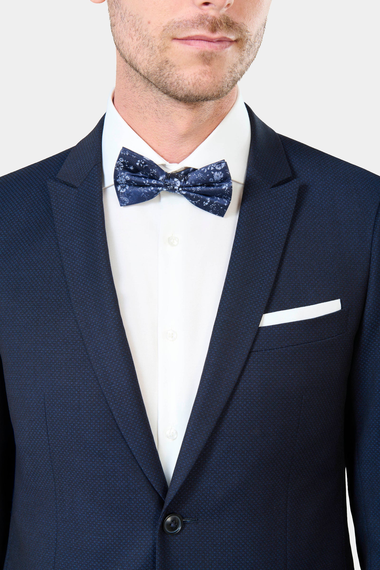 Veste de costume ajustée stretch effet plumetis Jerem, poche poitrine, simple boutonnage