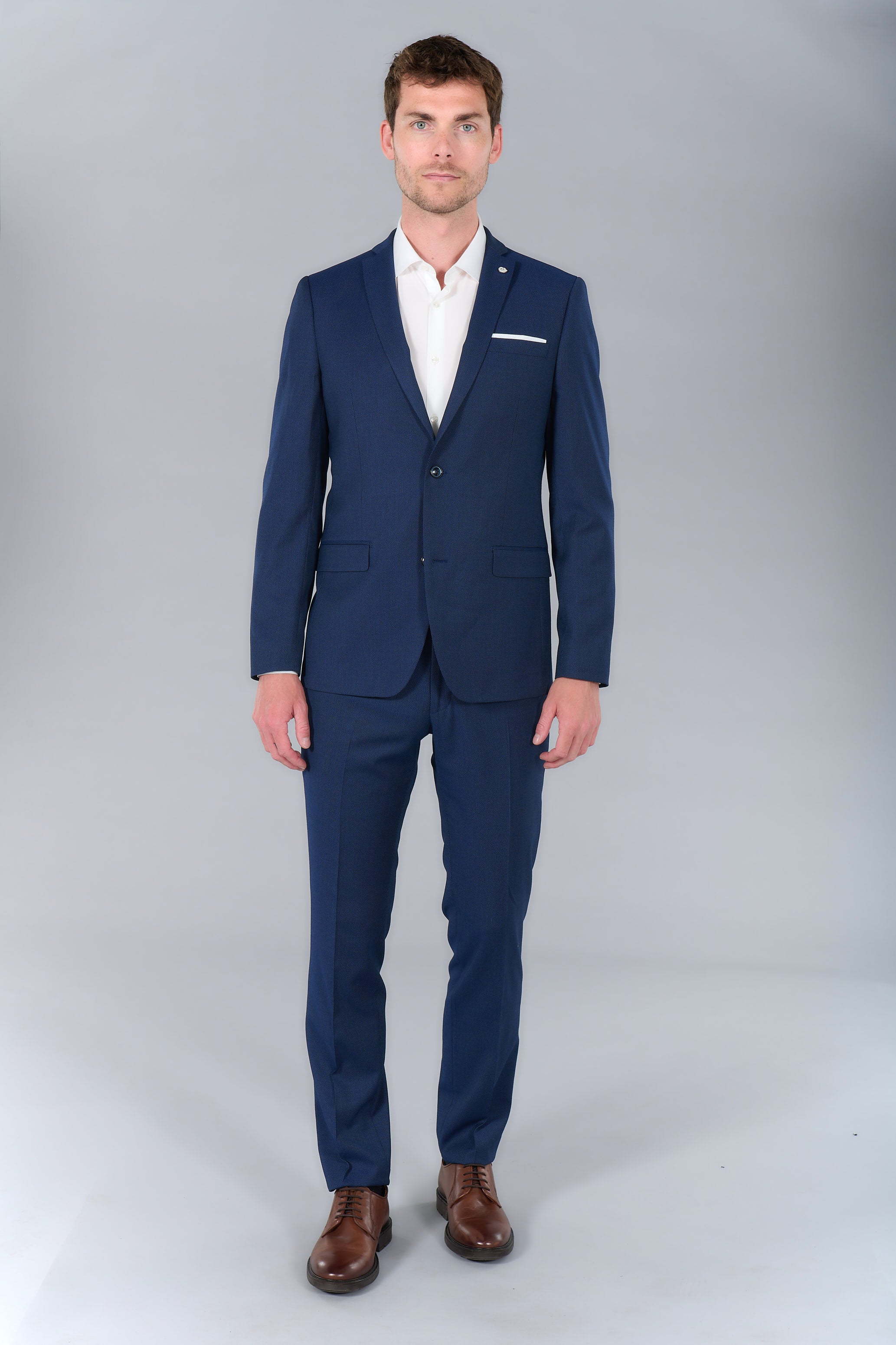 Veste de costume stretch faux uni discret Jerem, poches passepoilées à rabat, poche poitrine