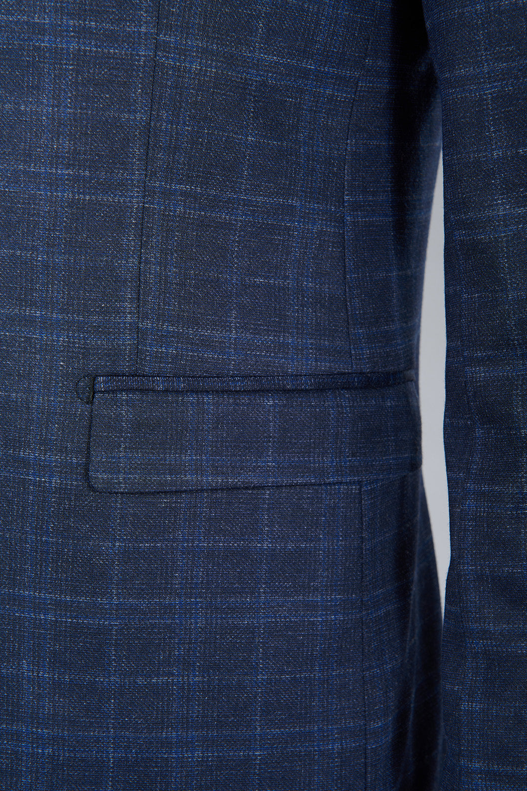 Maille stretch imprimée prince de galles — Veste de costume extra-slim Jerem, poche poitrine, simple boutonnage