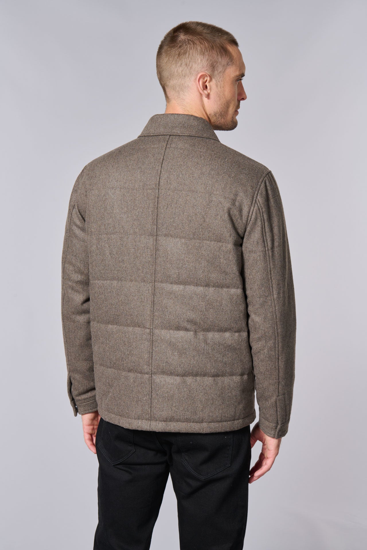 Drap de laine recyclée — Veste matelassée Jerem, entièrement doublée, poches plaquées surpiquées