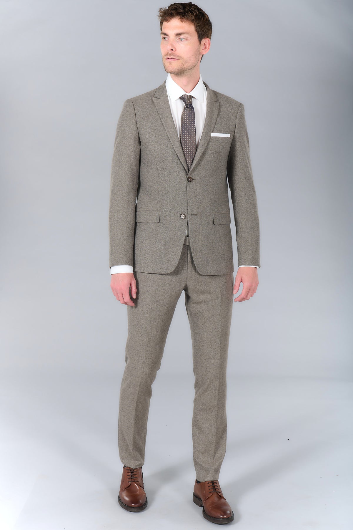 Veste de costume ajustée bi-stretch faux-uni Jerem, boutons de poignet, coupe ajustée