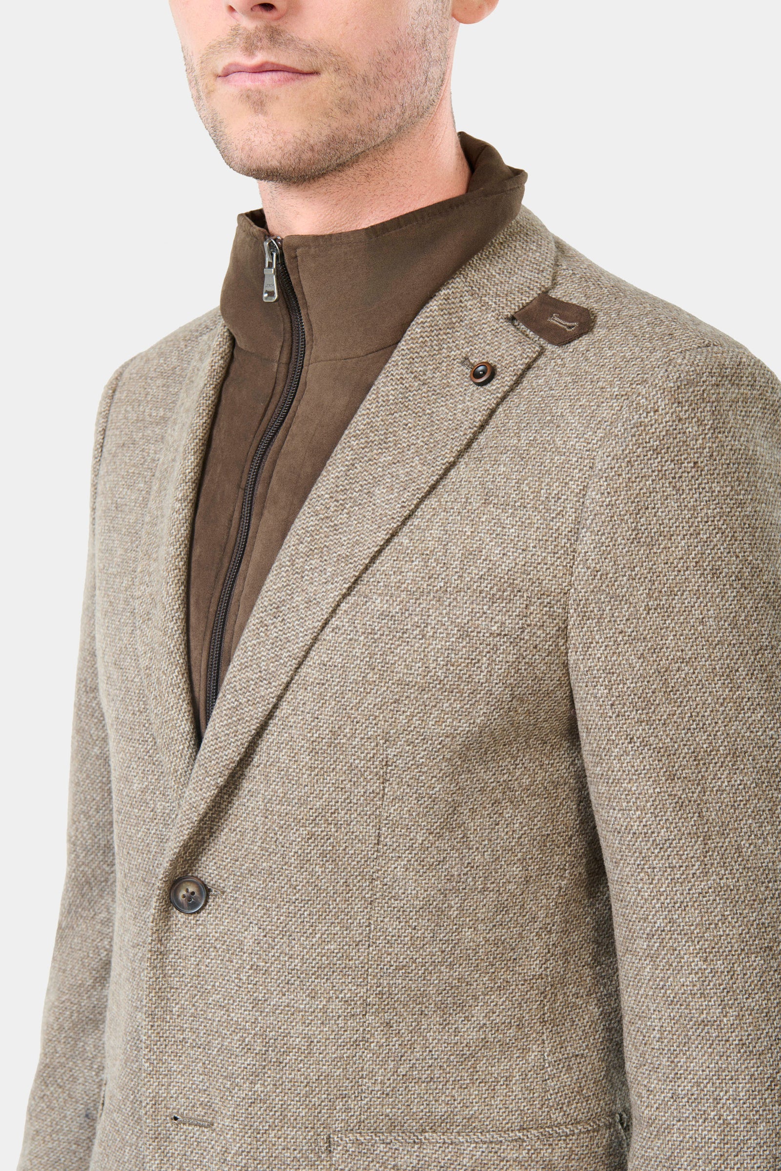 Jerem — Veste plastron amovible en tweed faux-uni