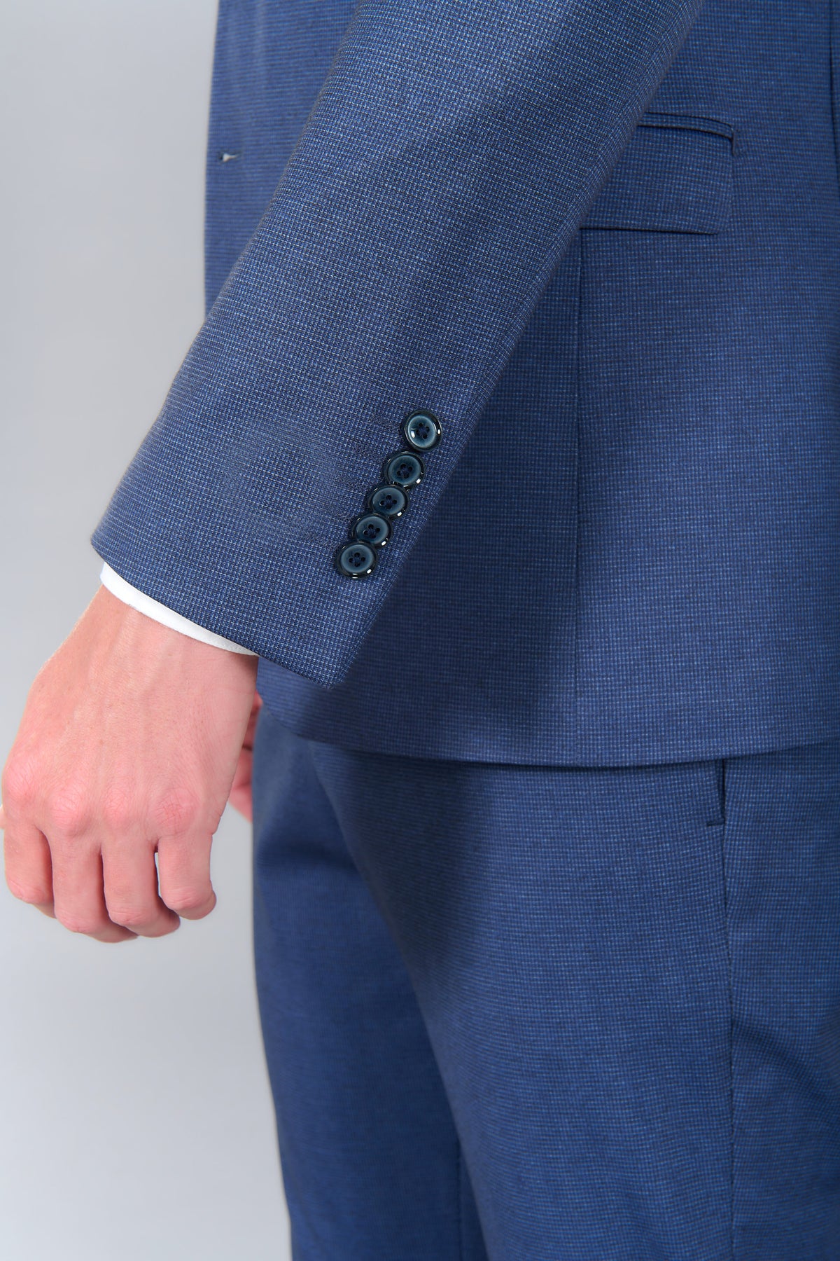 Veste de costume extra-slim, maille stretch imprimée Jerem, poches passepoilées à rabat, poche poitrine