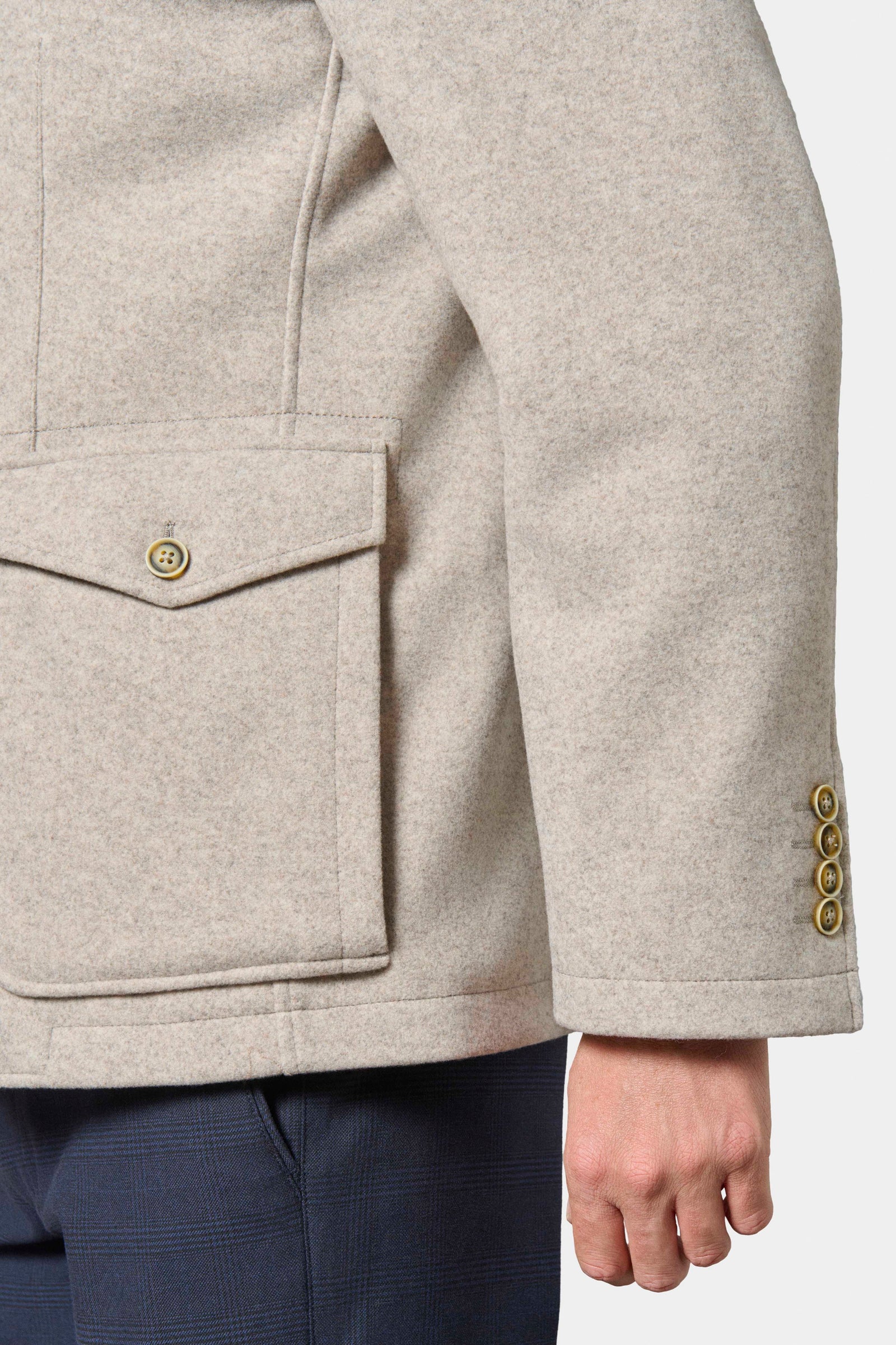Maille effet drap de laine — Veste de ville poches Jerem, double fente d'aisance, coupe ajustée