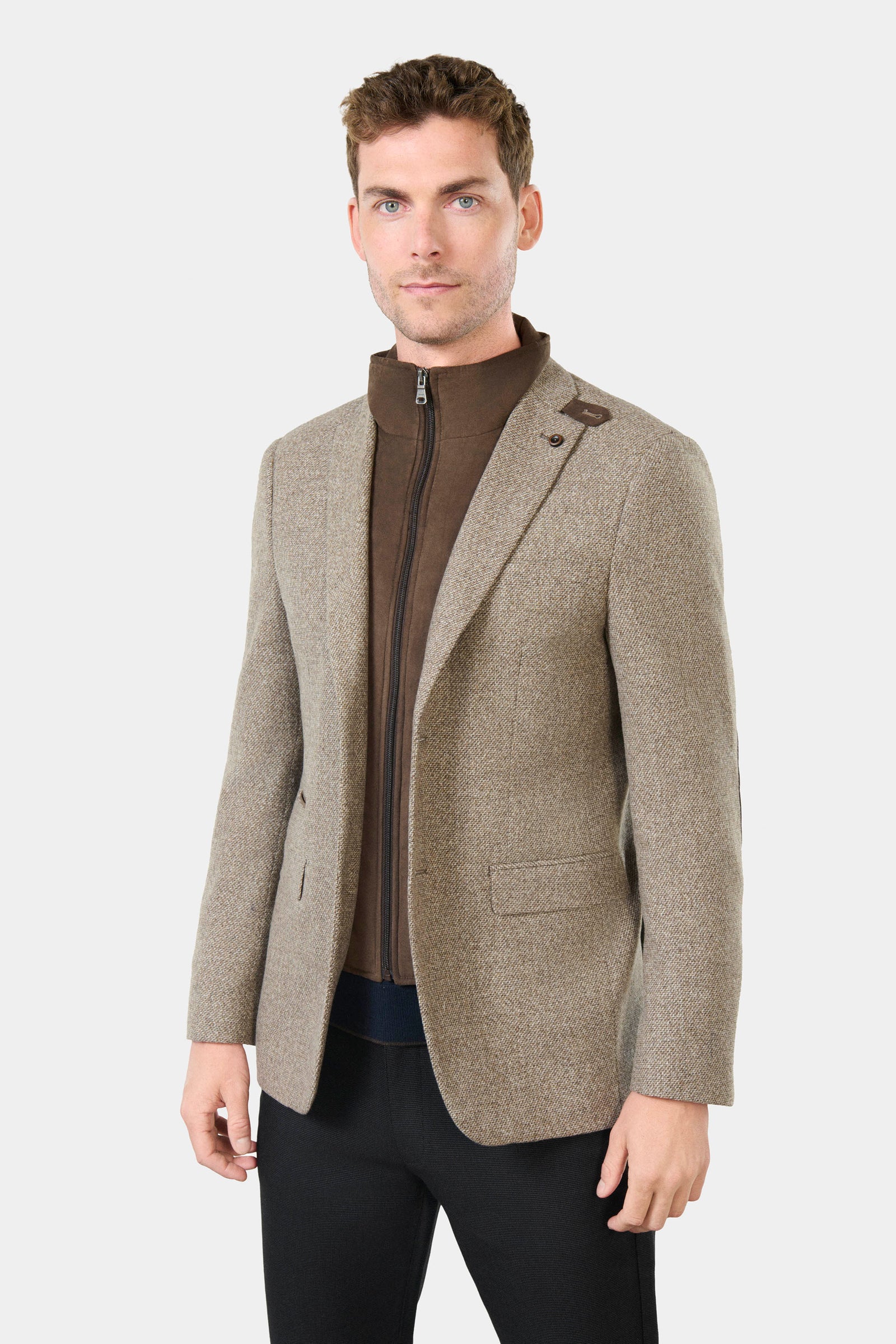 Veste plastron amovible en tweed faux-uni, Jerem