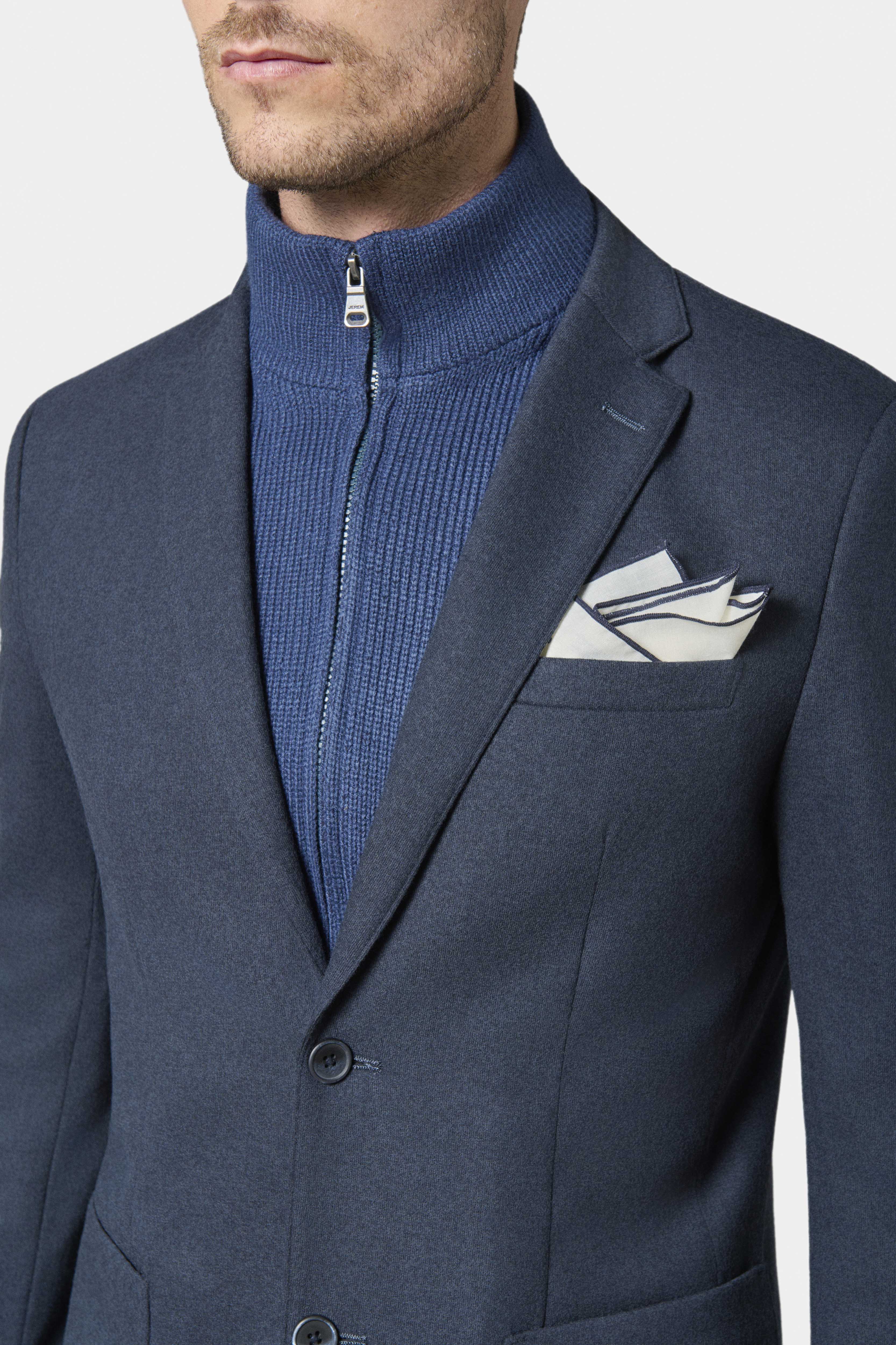 Jersey brossé — Veste plastron amovible Jerem, poche poitrine, simple boutonnage