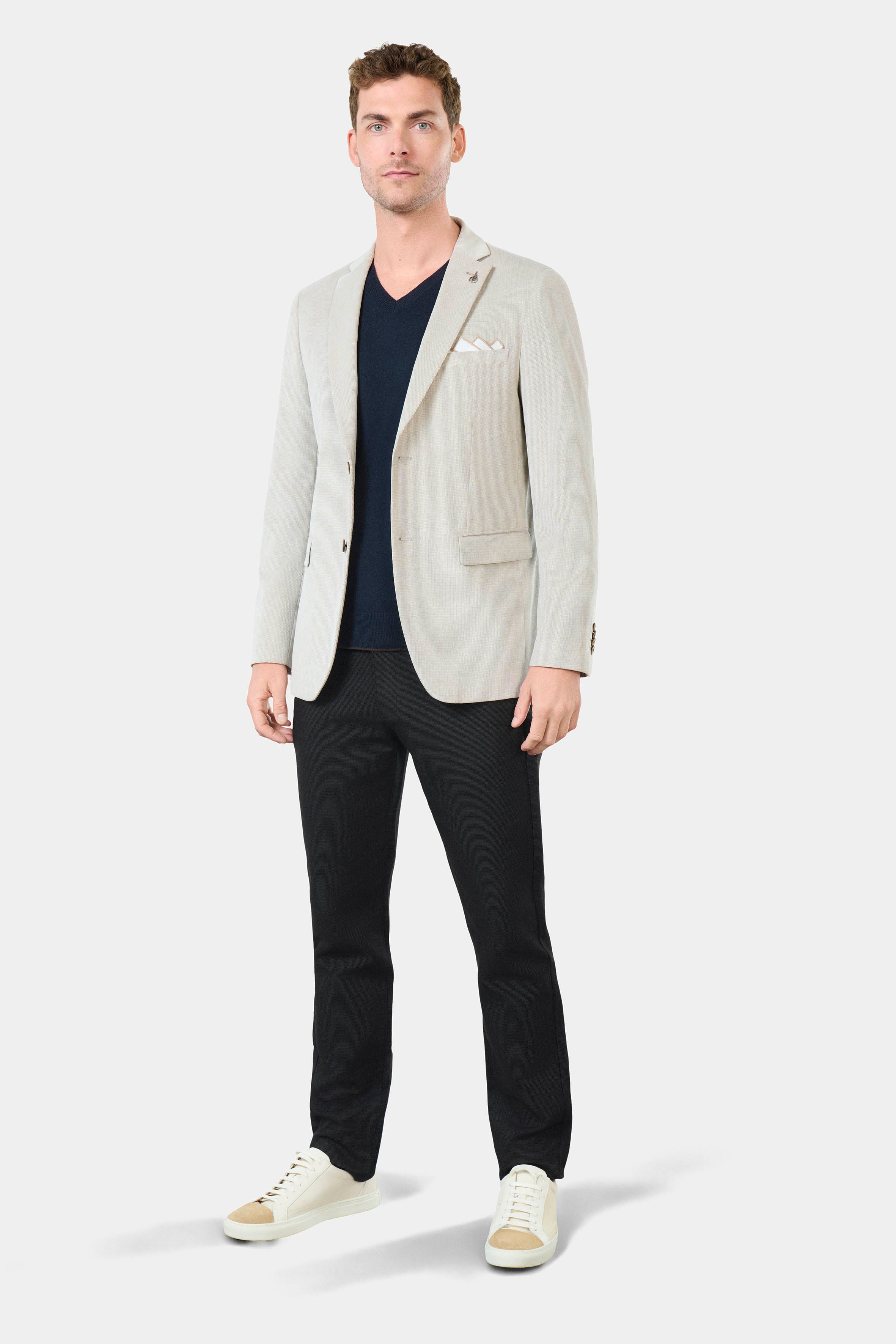 Velours ciselé — Veste de ville semi-ajustée Jerem, simple boutonnage, boutons de poignet