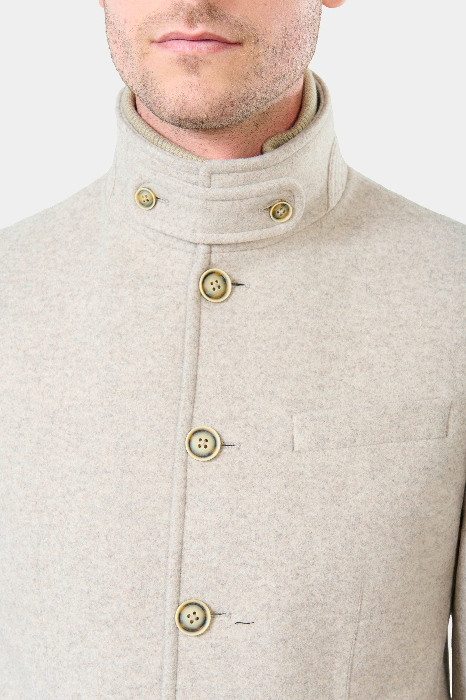 Veste de ville poches, maille effet drap de laine Jerem, boutons de poignet, double fente d'aisance