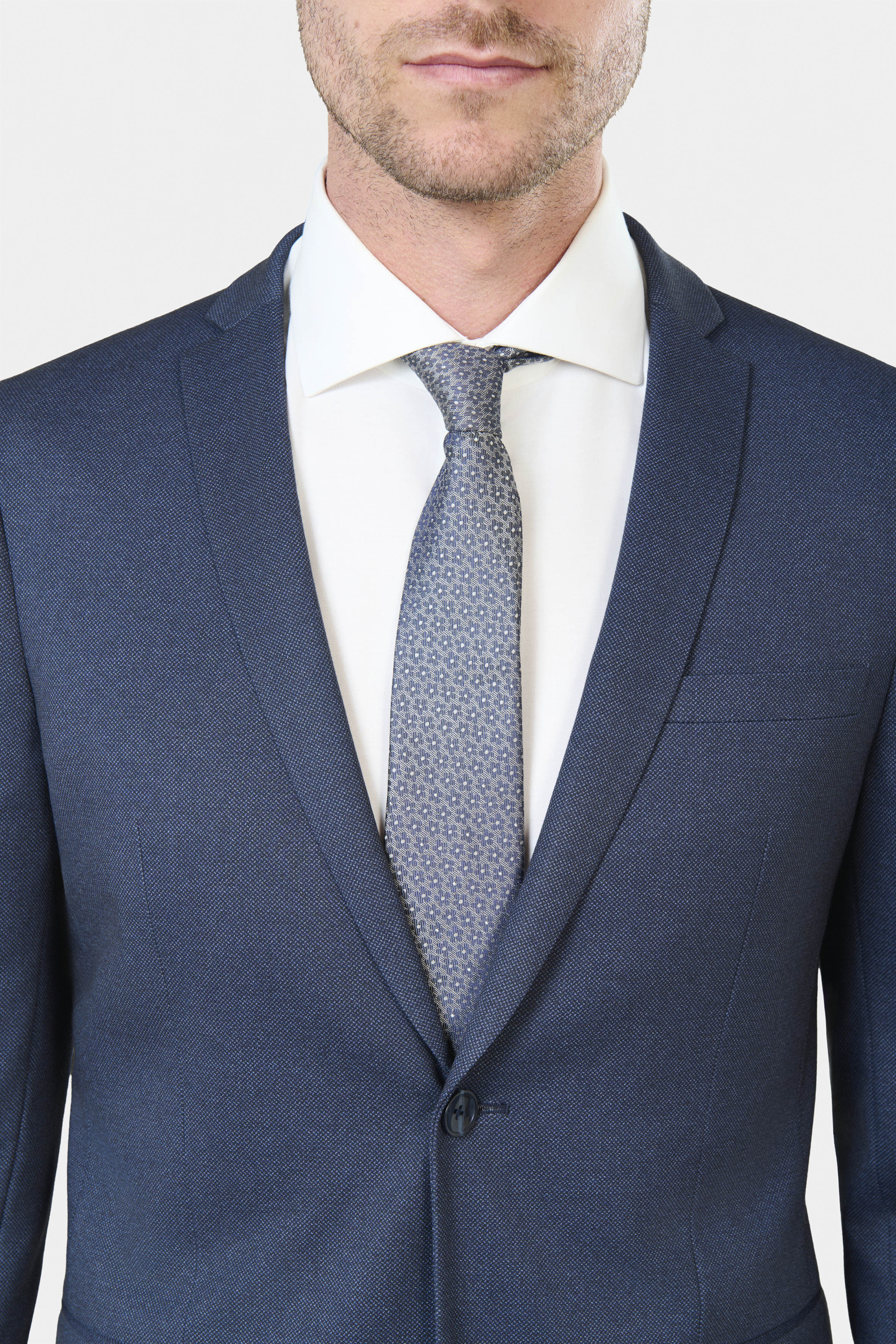 Jersey recyclé imprimé — Veste de costume extra-slim Jerem, boutons de poignet, poche poitrine