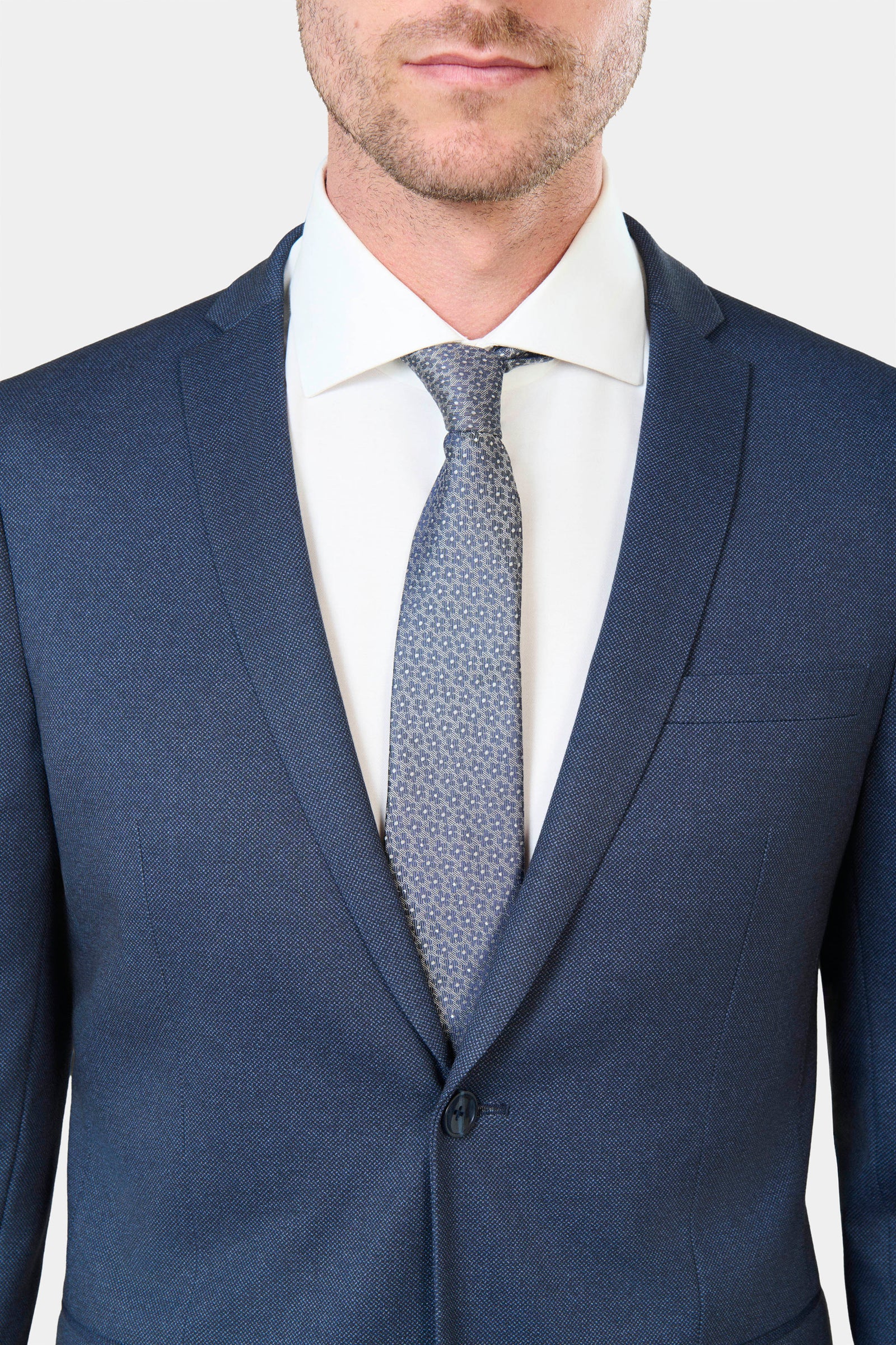 Jersey recyclé imprimé — Veste de costume extra-slim Jerem, boutons de poignet, poche poitrine