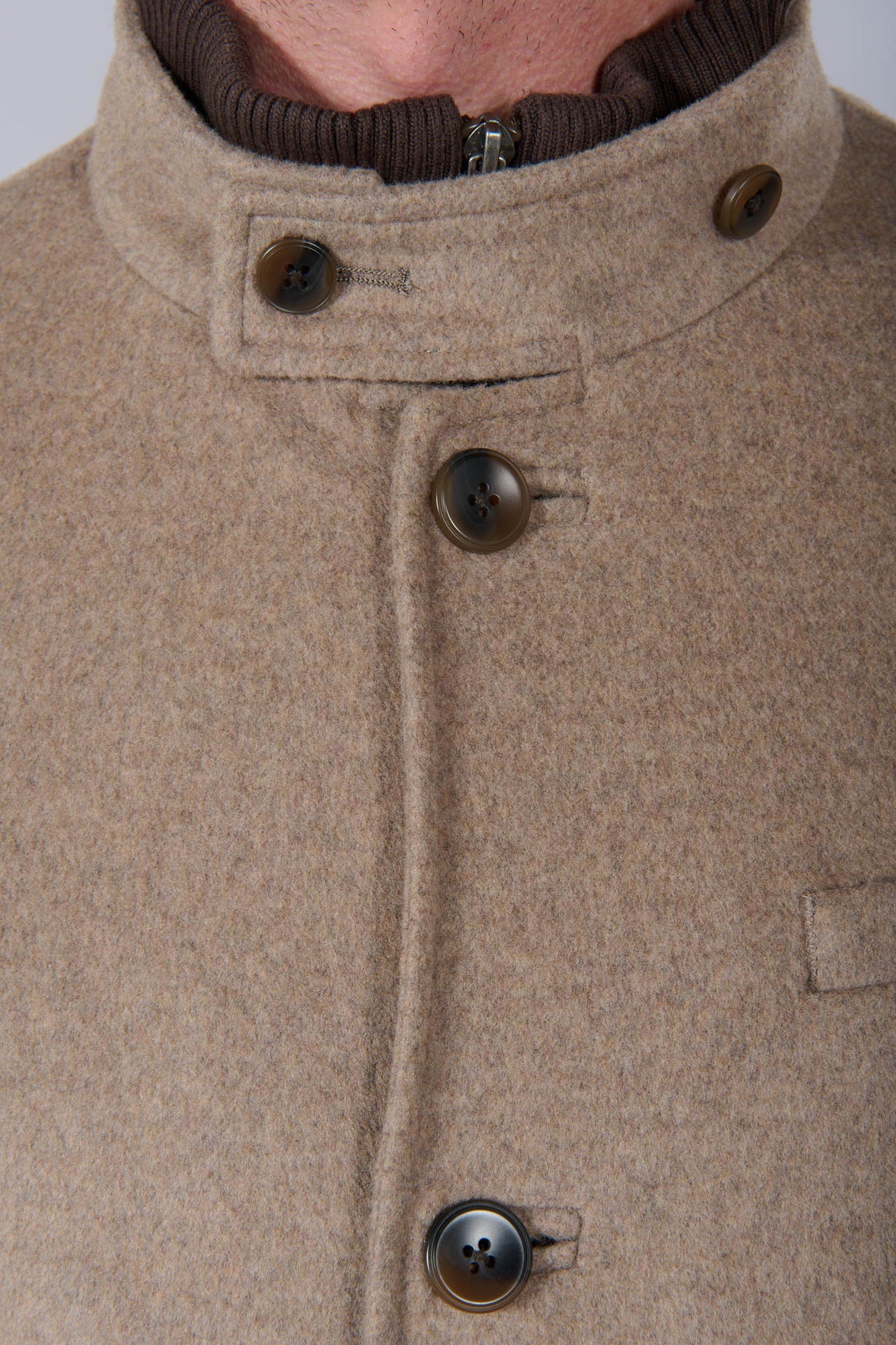 Veste col officier en laine mélangée Jerem, poches passepoilées à rabat, poche poitrine