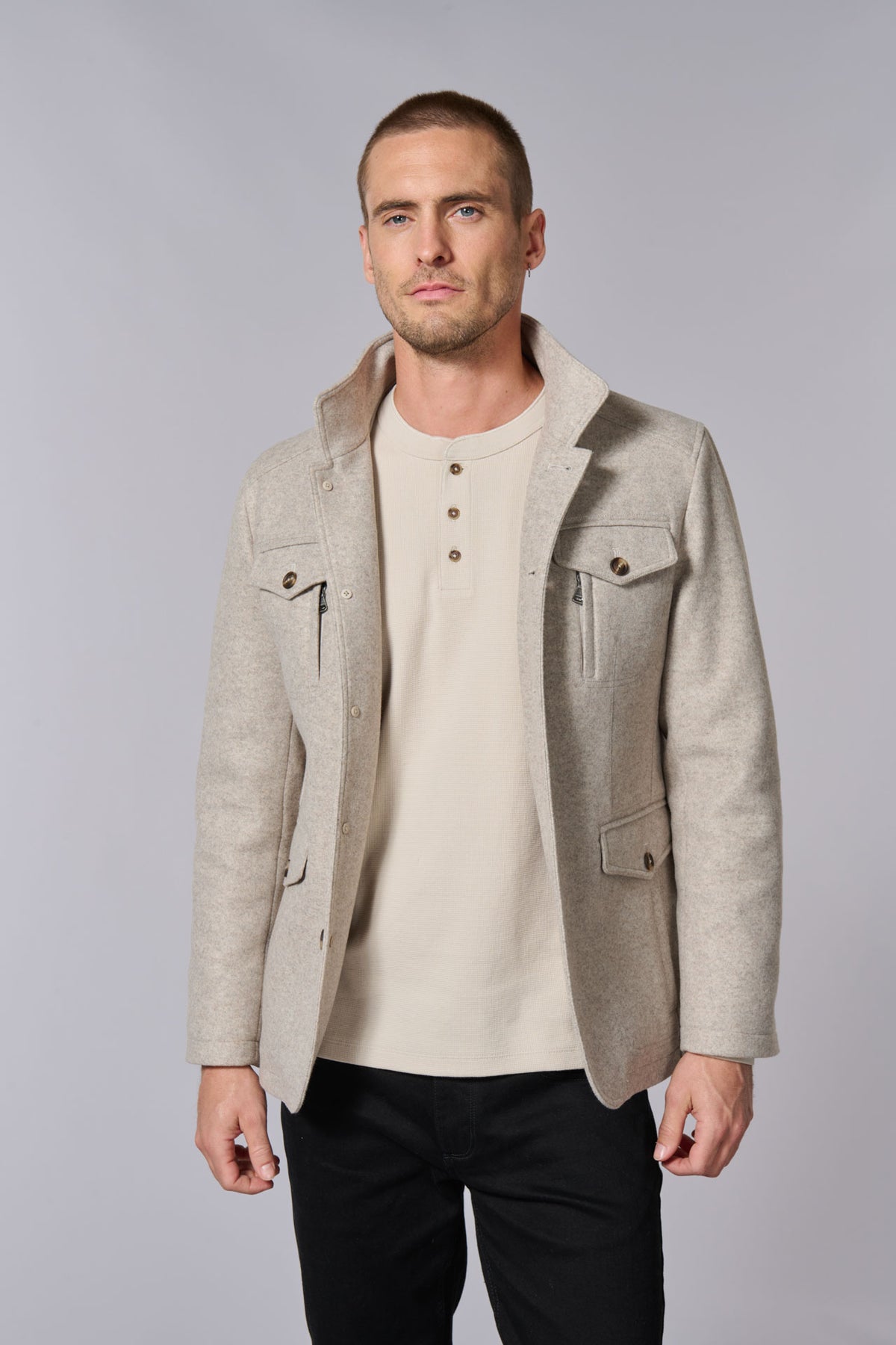 Veste de ville poches et plastron amovible Jerem, simple boutonnage, double fente d'aisance vue 5
