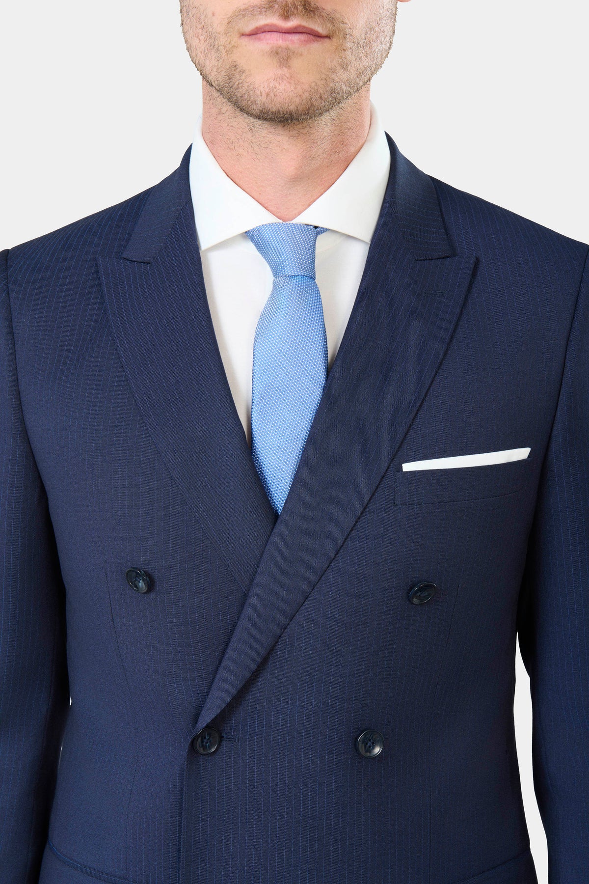 Veste de costume croisée stretch rayures tennis Jerem, poches passepoilées à rabat, poche poitrine