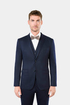 Veste de costume extra-slim en maille de laine mélangée rayures craie Jerem, poche poitrine, simple boutonnage, boutons de poignet