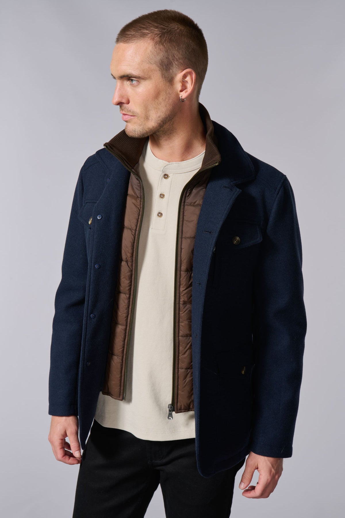 Veste de ville poches et plastron amovible Jerem, simple boutonnage, double fente d'aisance vue 7