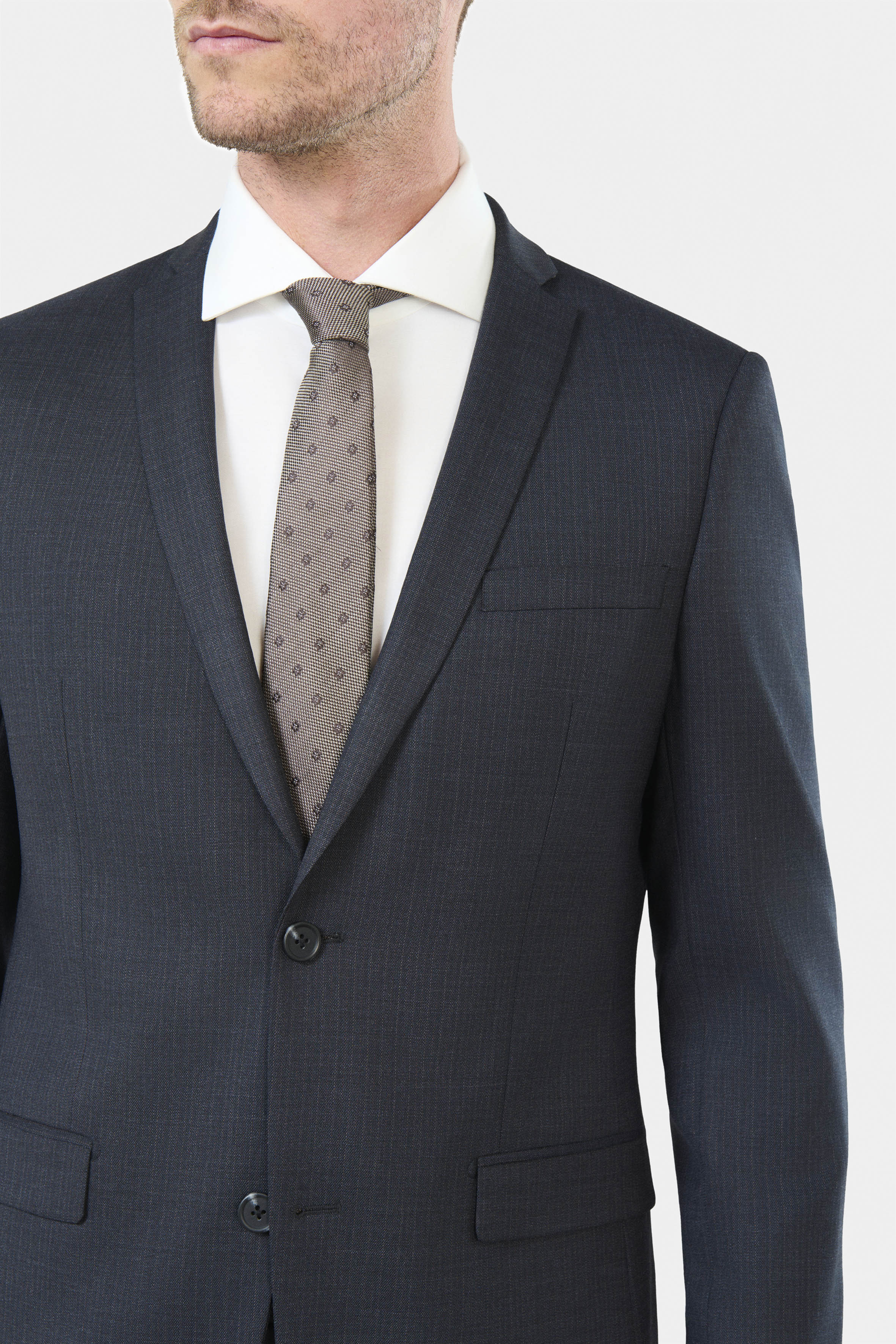 Veste de costume lavable stretch fines rayures Jerem, poches passepoilées à rabat, poche poitrine