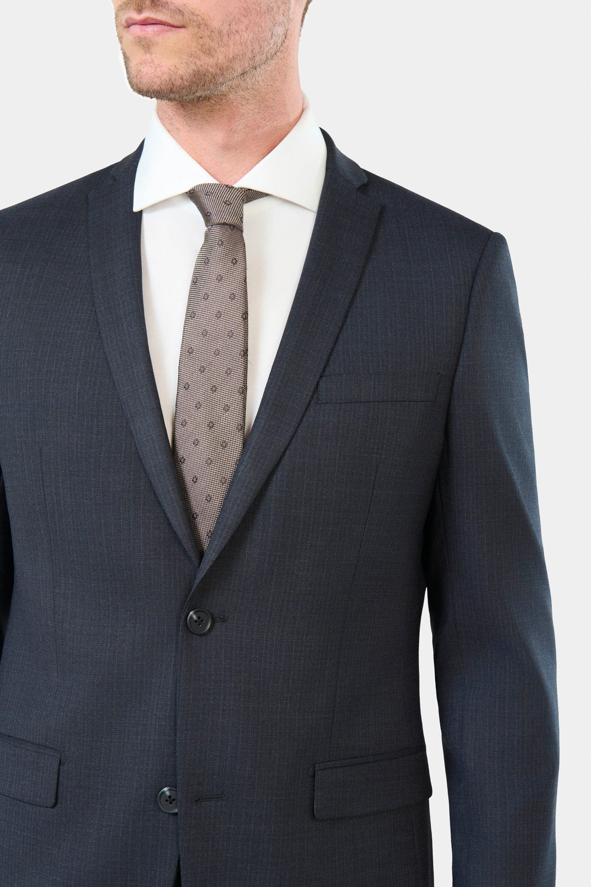Veste de costume lavable stretch fines rayures Jerem, poches passepoilées à rabat, poche poitrine
