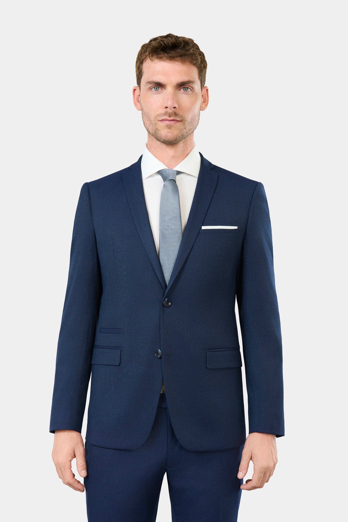 Veste de costume stretch faux-uni discret Jerem, col cranté, entièrement doublée, poche poitrine
