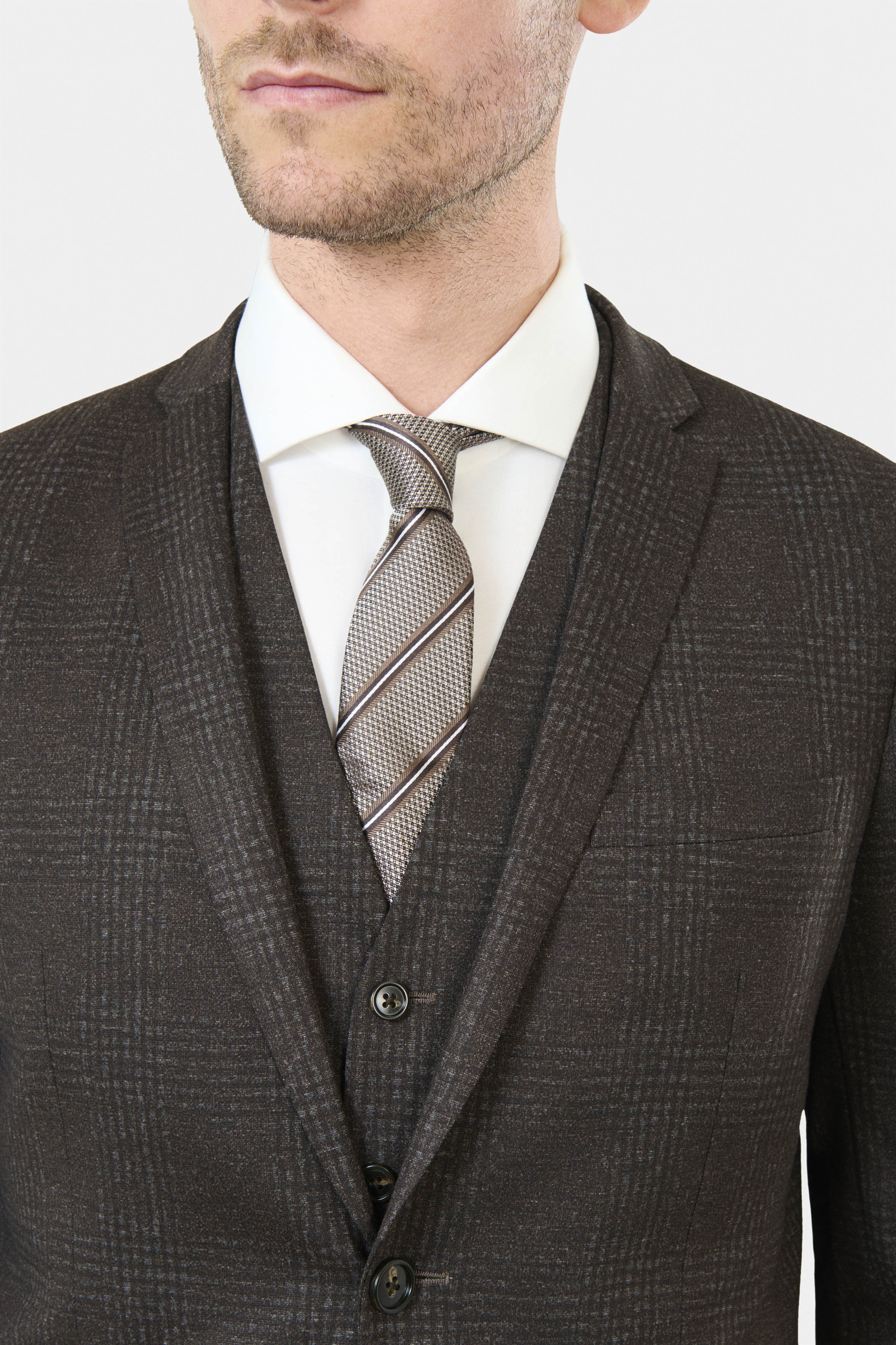 Maille Prince de Galles fondu — Veste de costume extra-slim Jerem, boutons de poignet, poche poitrine