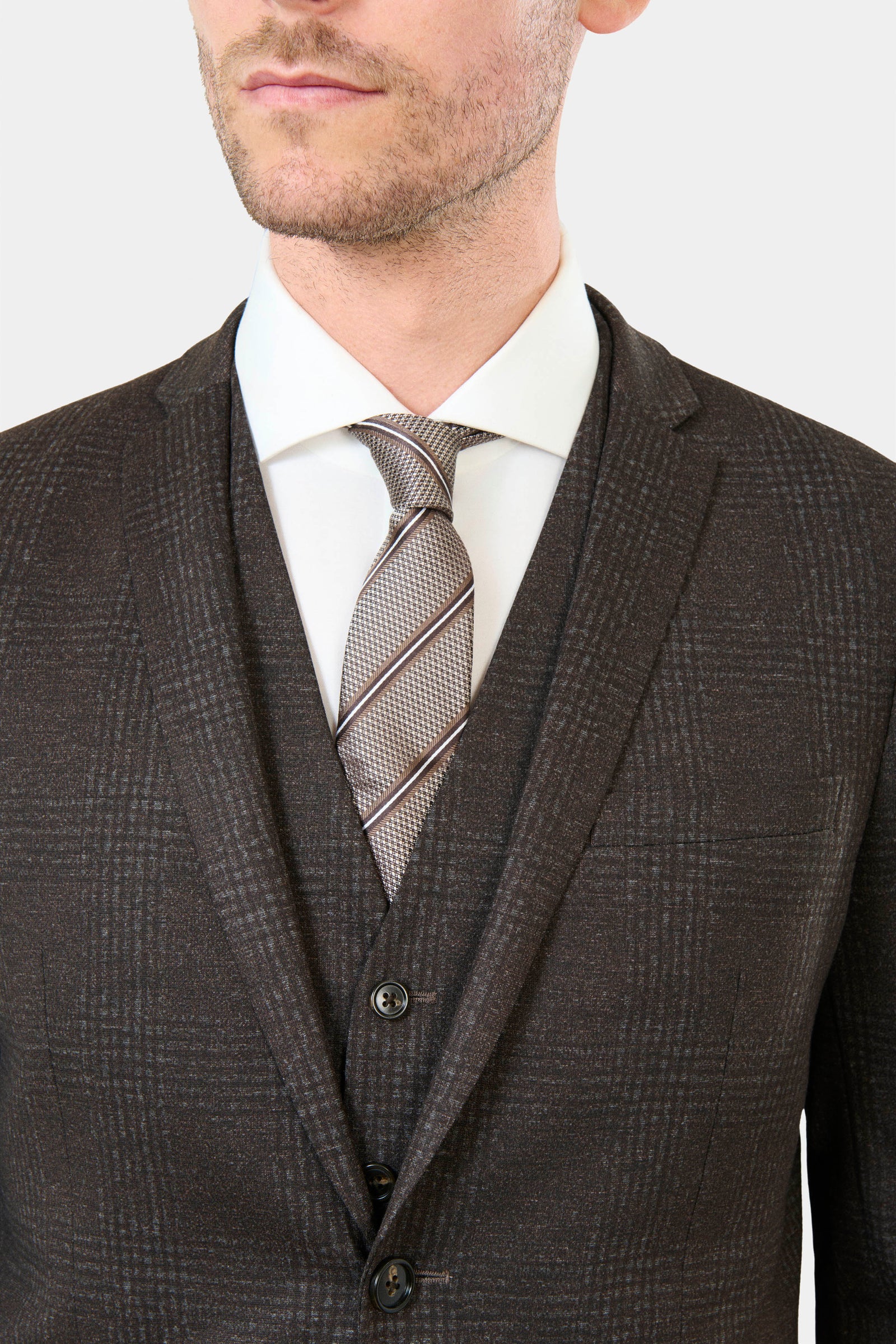Maille Prince de Galles fondu — Veste de costume extra-slim Jerem, boutons de poignet, poche poitrine