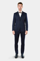 Veste de costume extra-slim, maille de laine mélangée rayures craie Jerem, simple boutonnage, boutons de poignet