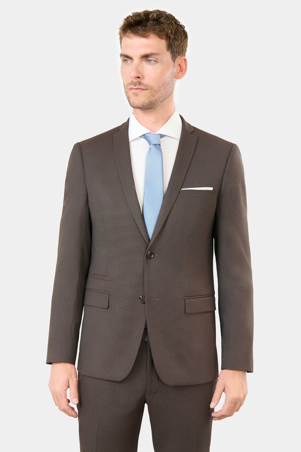 Veste de costume stretch faux-uni discret Jerem, simple boutonnage, boutons de poignet