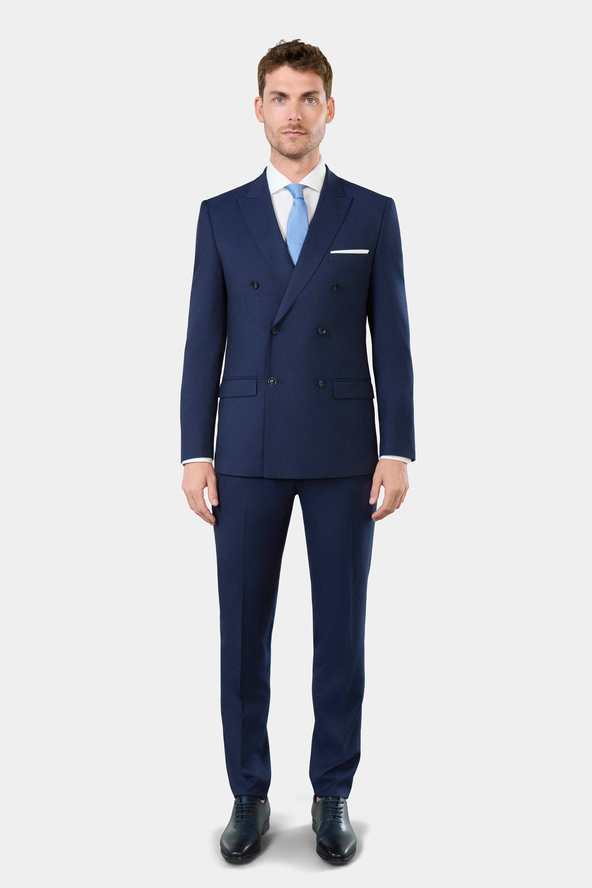 Veste de costume croisée stretch rayures tennis Jerem, entièrement doublée, poches passepoilées à rabat