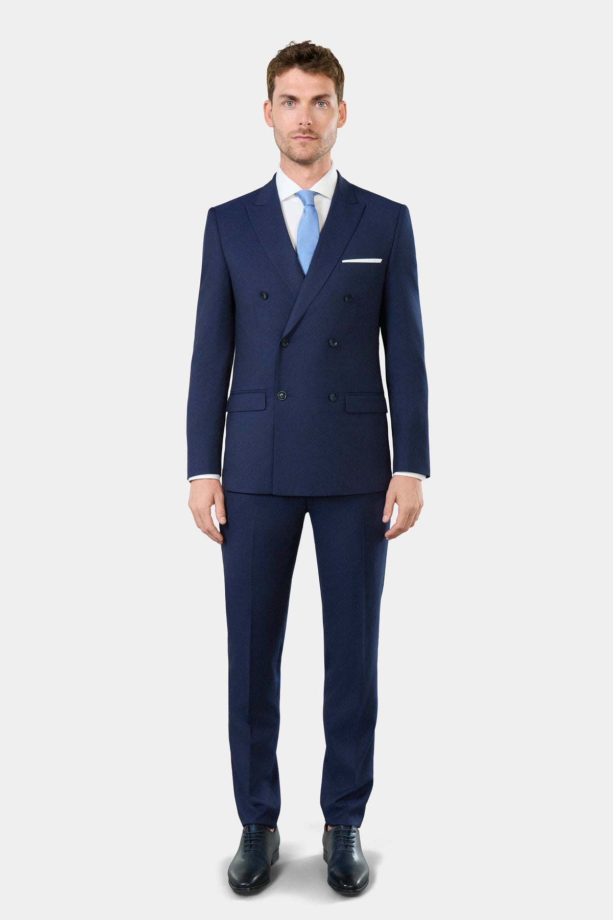 Veste de costume croisée stretch rayures tennis Jerem, entièrement doublée, poches passepoilées à rabat